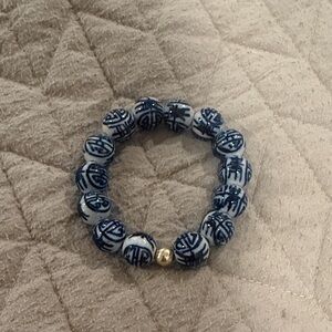 Blue and White Beaded Bracelet